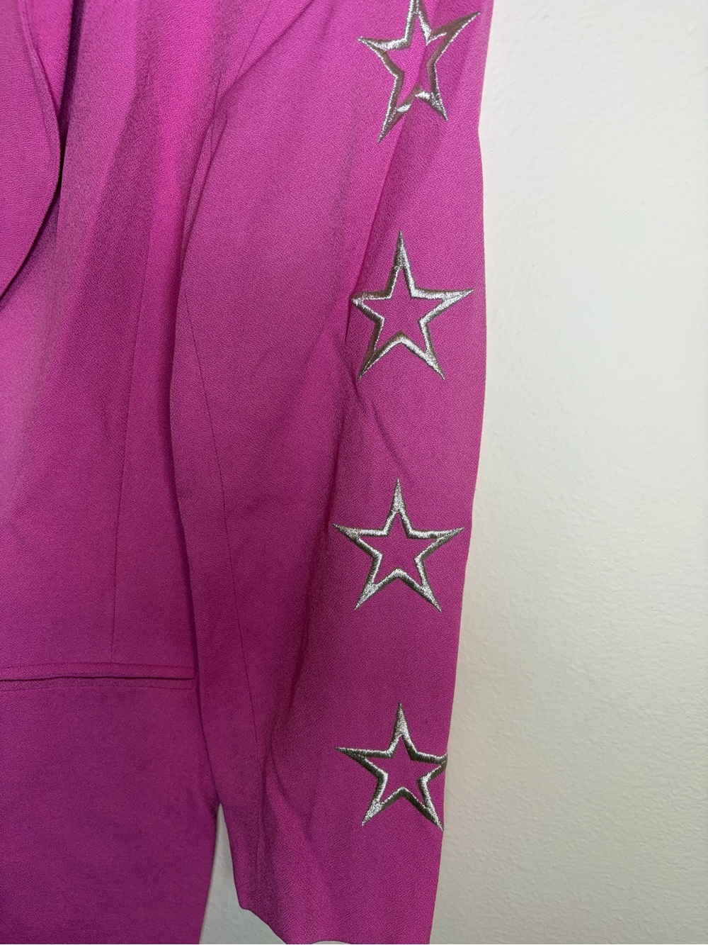 Vintage 80s Solini New York Pink Star Rhinestone Blazer Jacket Western Glam 14 - Picture 3 of 16